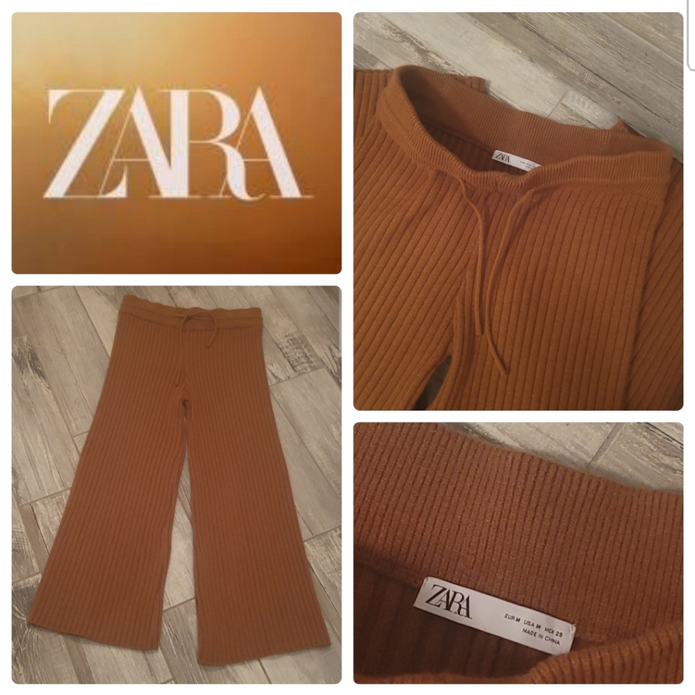 Zara Wide Leg Knit Drawstring Pants